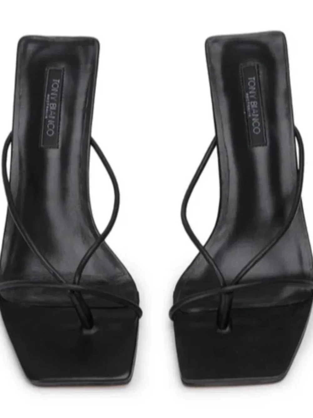 Tony Bianco Black Minimal Strappy Wedge Sandals